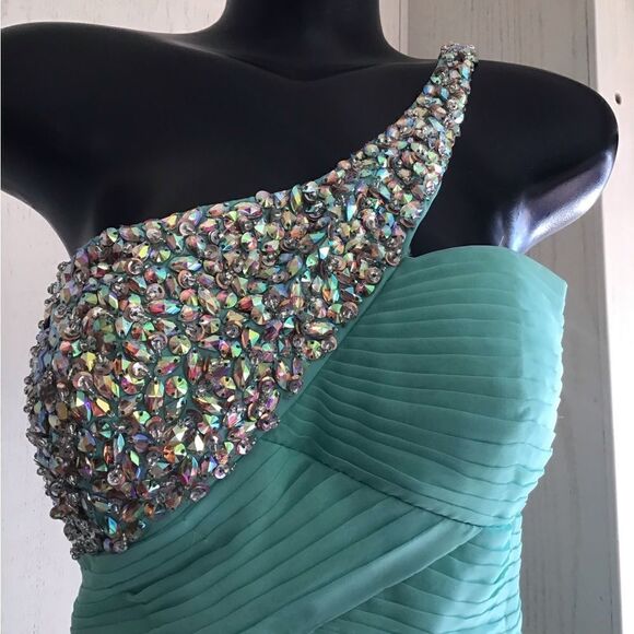 TONYBOWLS Ladies 10 green formal / bling - Picture 3 of 5